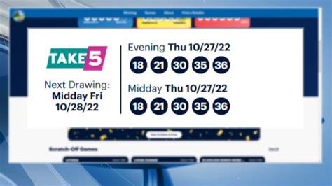 take 5 winning numbers|take 5 evening lottery.